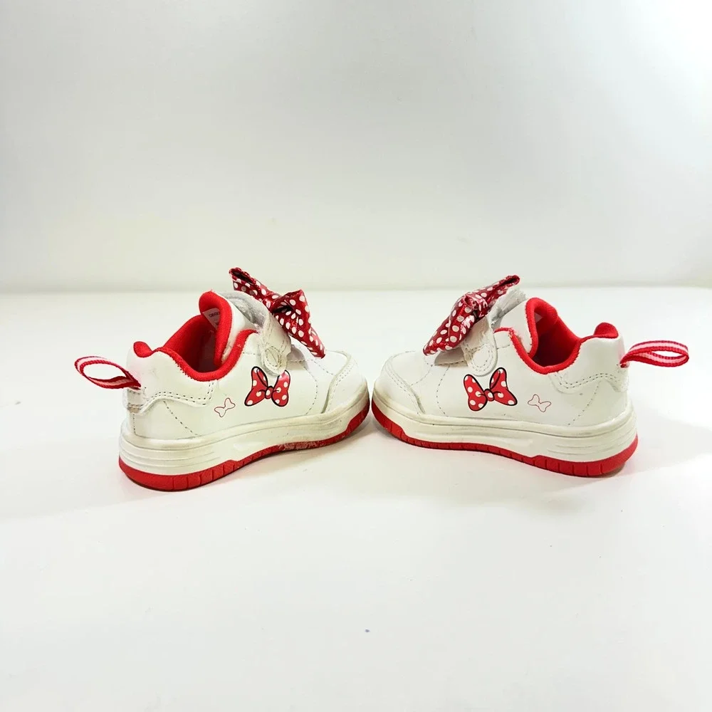 Disney Baby Minnie Mouse White Red Polka Dot Bow Sneakers Infant Size 2